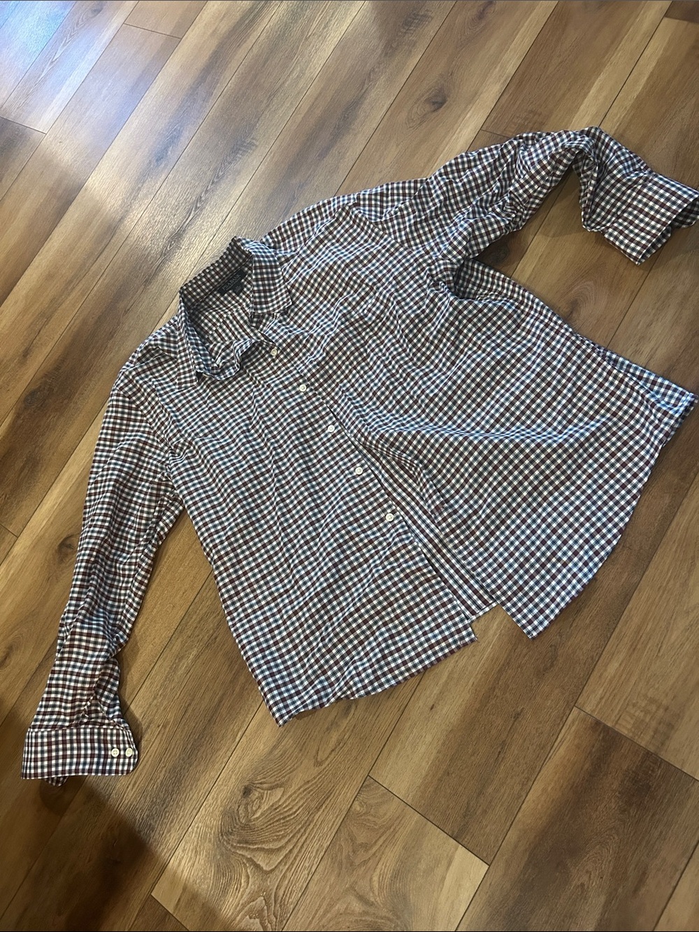 Jos. A. Bank Brown and Blue Gingham Button-Down Shirt